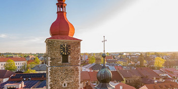 Pohled z ptačí perspektivy na město Přibyslav
